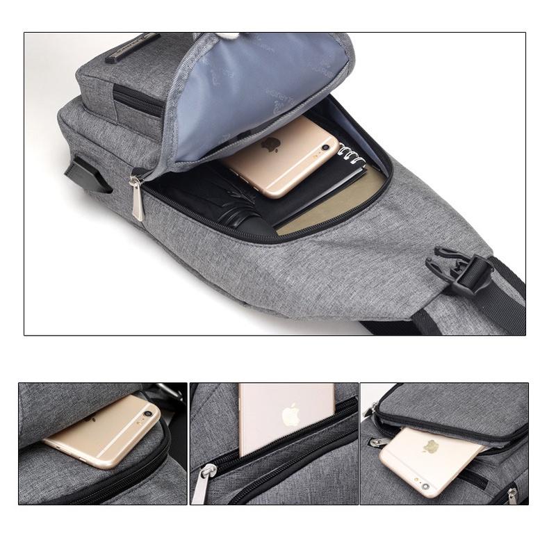 Versatile Crossbody Shoulder Bag For Men With External Usb Port And Front Pocket