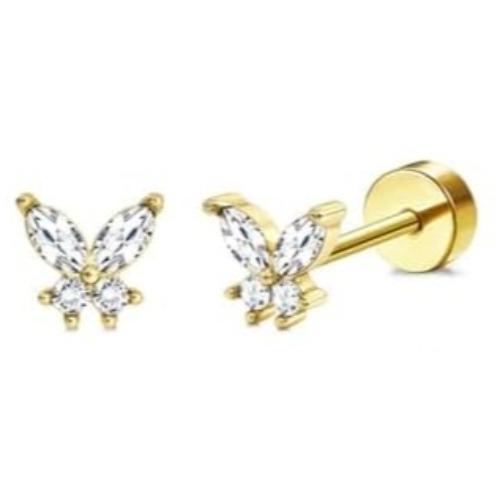 Drperfect 1Pair Flat Back Earrings for Women Surgical Steel Earrings for Sensitive Ears Hoop Stud Cartilage Tragus Piercings