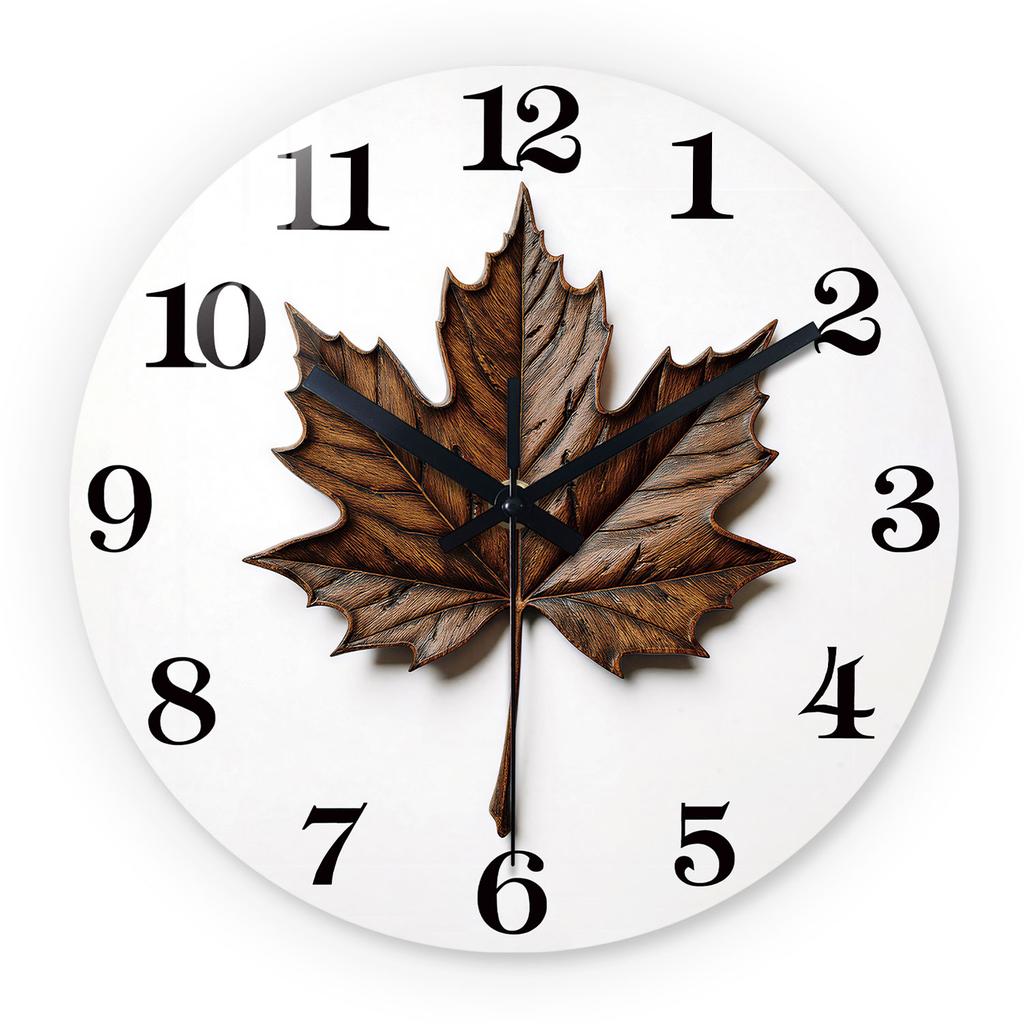 High-Quality Maple High-Quality Leaf High-Quality Wooden High-Quality Wall High-Quality Clock, 10-24Inch High-Quality Silent High-Quality Wall