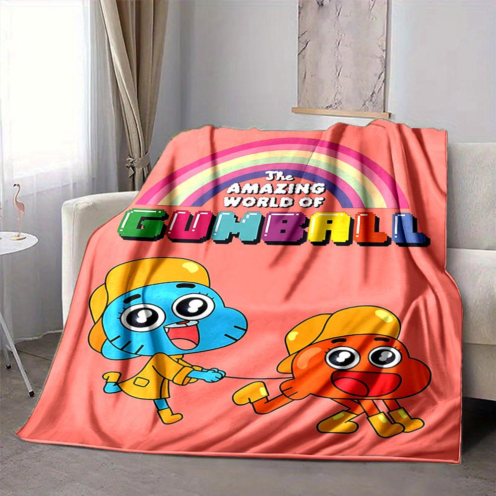 1pc The Amazing World of Gumball Cozy Print Blanket Lightweight Warm Flannel Throw Blanket For Sofa, Bed, Living Room