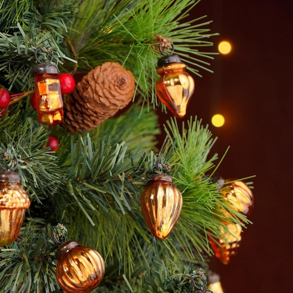 25 sztuk Bursztynowe Szkło Vintage Ozdoby Świąteczne Mini Hurtowe Ozdoby Dekoracyjne Kulki X mas na Halloween, Choinkę