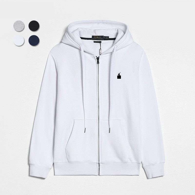 RL Herren Kapuzenpullover mit Reißverschluss, Langarm, Lässig, mit kleiner Pferde-Stickerei