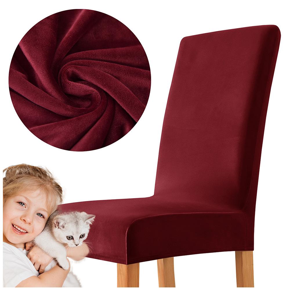 Cover Chair Velvet Dark Red Thick