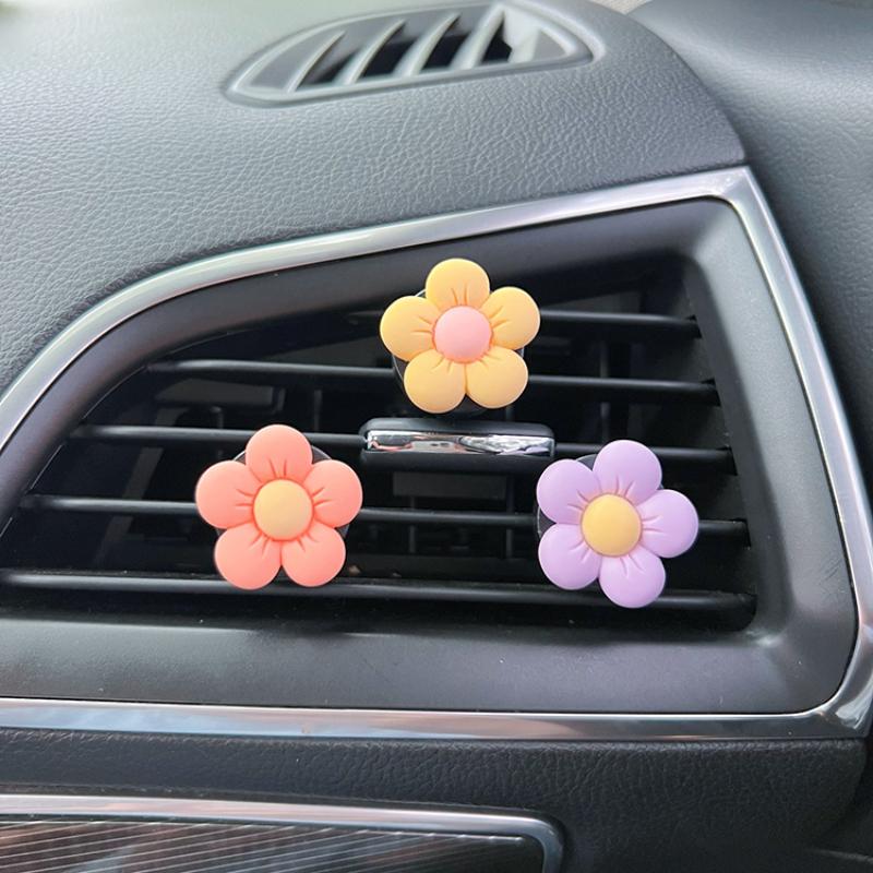 Cute Flower Aromatherapy Car Air Outlet Decoration Perfume Clip Air Freshener Colorful Flora Decor Auto Accessories