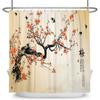 Chinese Style Plum Blossom Shower Curtain with Hooks Waterproof Polyester Bathroom Curtain Ink Painting for Home Decor 180x180cm