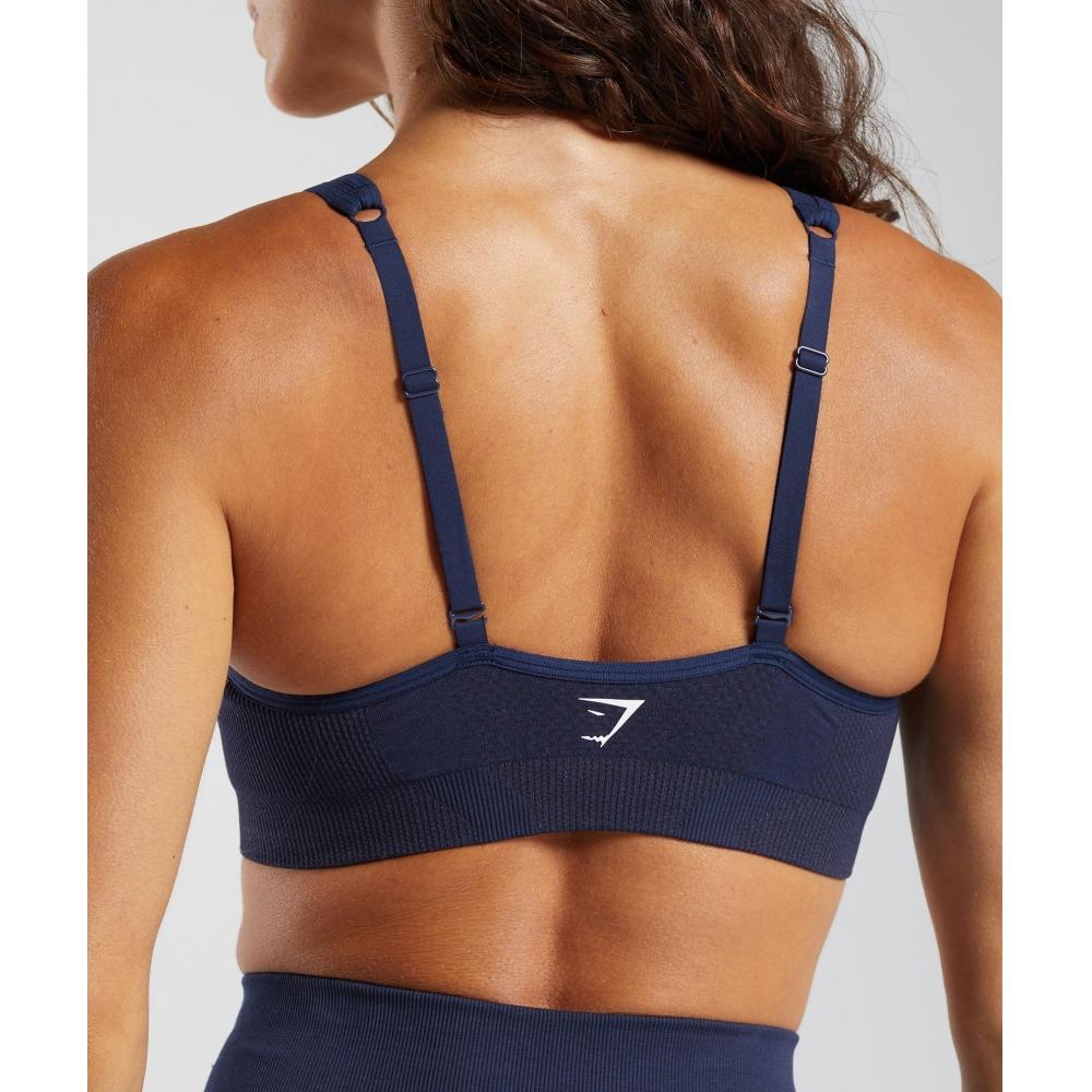 Gymshark Vital Seamless V Neck Sports Bra heaVy Blue  Marl B3a4k Ucw7