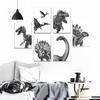 Dinosaur Poster T-Rex Print For Kids Decor Vintage Dinosaur Canvas Wall Art For Modern Family Decor (8×12 inch,Set of 6, Unframed)