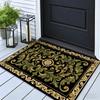 Luxury Ornate Baroque Doormat Welcome Mat Black Gold Classical Design Entryway Floor Rug Porch Decor