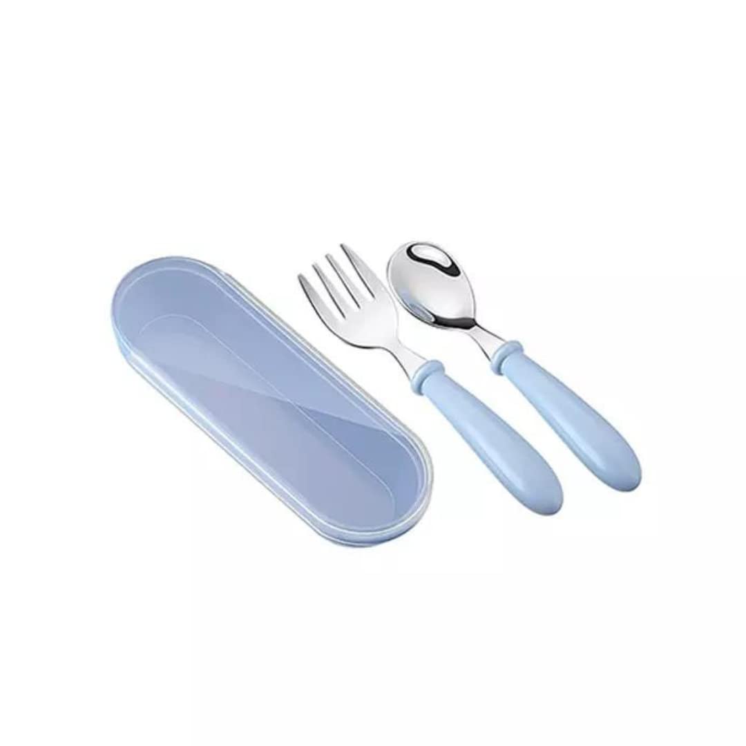 

ложка и вилка столовые приборы ребенок ребенок детская ложка и вилка дети дети портативная ложка и ребенок малыш Детский набор, набор, еда, ложка, посуда, детский синий