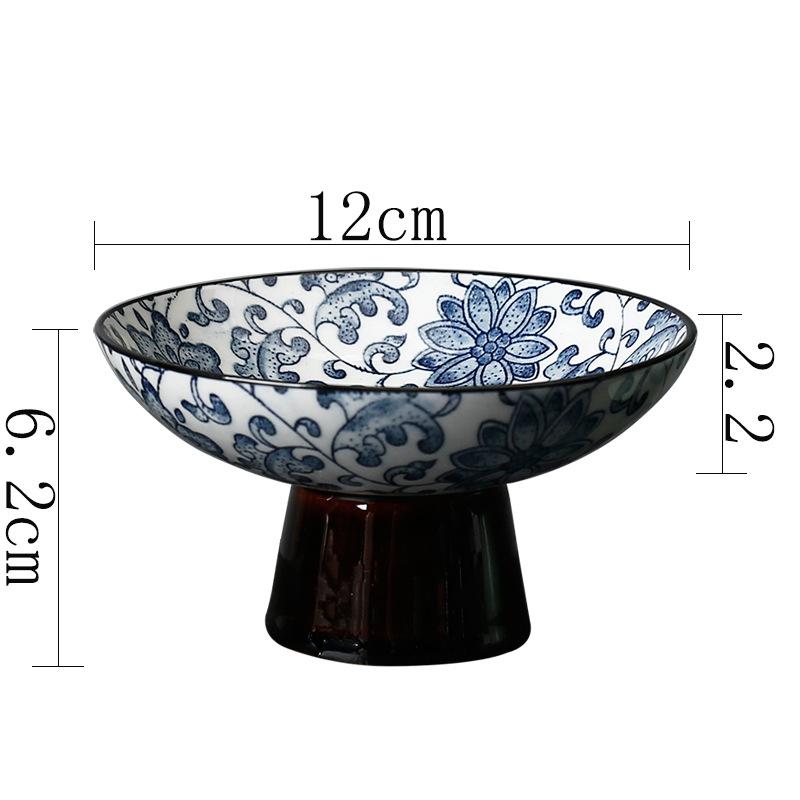 Chinese & Japanese Zen Ceramic Ikebana Set, High Foot Floral Base Decorative Fruit Tray Ornament does not contain plants