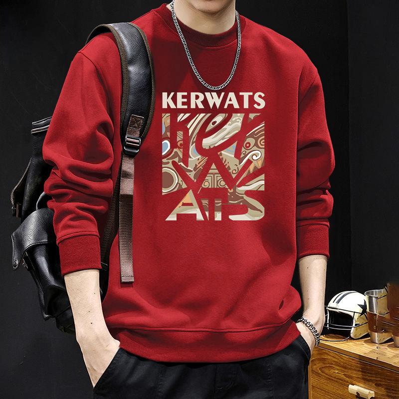 Men's American-Style Round Neck Sweatshirt, Loose Fit, Heavyweight Long Sleeve for Spring and Autumn, Trendy High-Quality Jacket