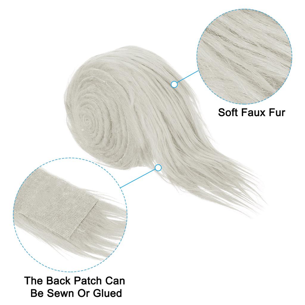 4.9ft x 2 in Faux Fur Fabric Roll, Plush Precut Strips for DIY Craft Christmas Decoration Cosplay Costume
