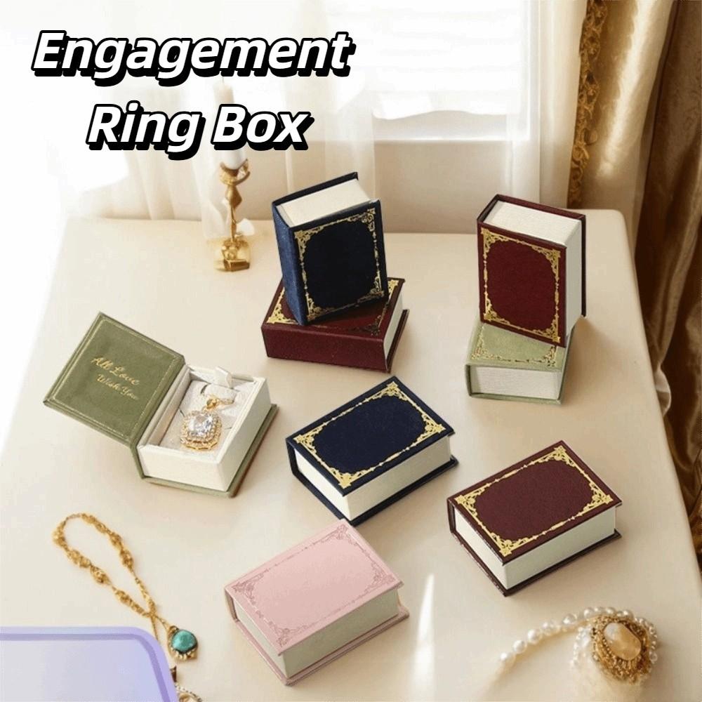 Flip Lid Book Shape Ring Box Creative Jewelry Packaging Refined Engagement Ring Case Gift Box