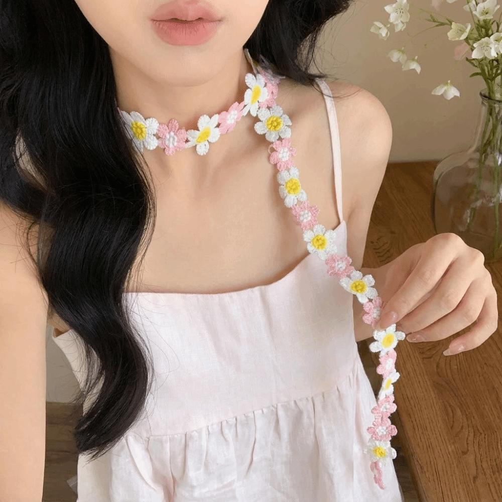 

Thin Long Scarf Flower Hair Bandana Sweet Chiffon Scarf Women Girl рожевий