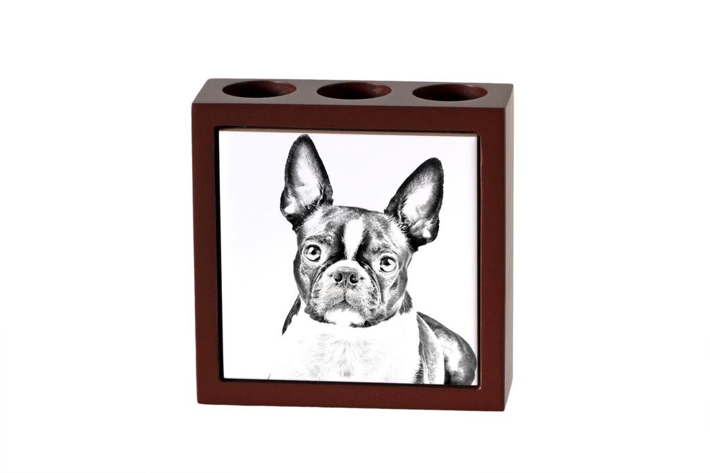 Boston Terrier, American Gentleman – Pen holder with a dog, desk organizer with a print | Art-Dog