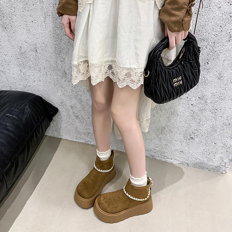 Fashion Design Fashion Platform Heels Women Ankle Boots Keep Warm Height Increase Short Booties Autumn Winter Ladies Shoes Zapatos Mujer