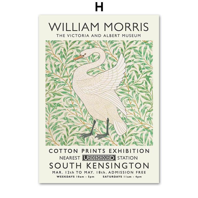 William Morris Wall Art Swan Owl Bird Leaf Flower Canvas Painting Nordic Posters and Prints Wall Pictures for Living Room Decor No Frame