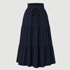 Retro Long Skirts with Pockets Women Spring Summer Holiday Casual Elastic High Waist Lace-up Loose Skirts Bohemian A-line Elegant Skirt