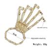 New Unique Punk Skeleton Hand Bone Versatile Five Finger Ring Bracelet Adjustable One Chain Bracelet Halloween Bracelet Unisex