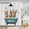 Easter Rabbit Shower Curtain Three Cute Rabbits Turquoise Bathtub Easter Eggs Hello Sweet Cheeks Spring Design Polyester