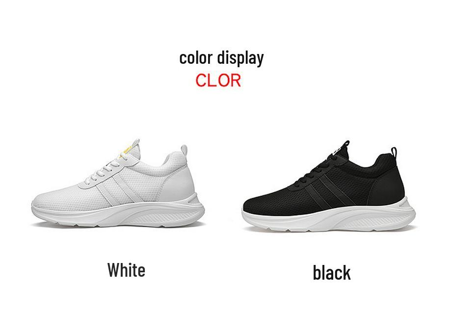 Men's Mesh Round Toe Lace-up Sport Shoes, 8CM Height Increase, Quick-dry Flat Sole, Casual Style
