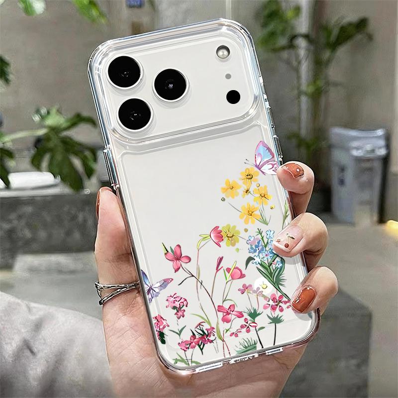 Vintage Floral Pattern Case For iPhone 17 Pro Max Coque iPhone 16 15 14 13 12 Pro Max 11 Clear TPU Silicone Soft Cover