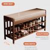 Bamboo Shoe Bench, 3-Tier Storage Rack for Entryway, End of Bed With Cushion, Hallway, Living Room, 19.7" L