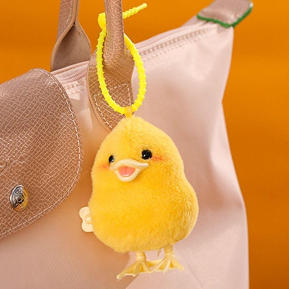 Plush Duck Wind Up Jumping Toy Lifelike Guide Baby Crawling Toy  Cat Toy