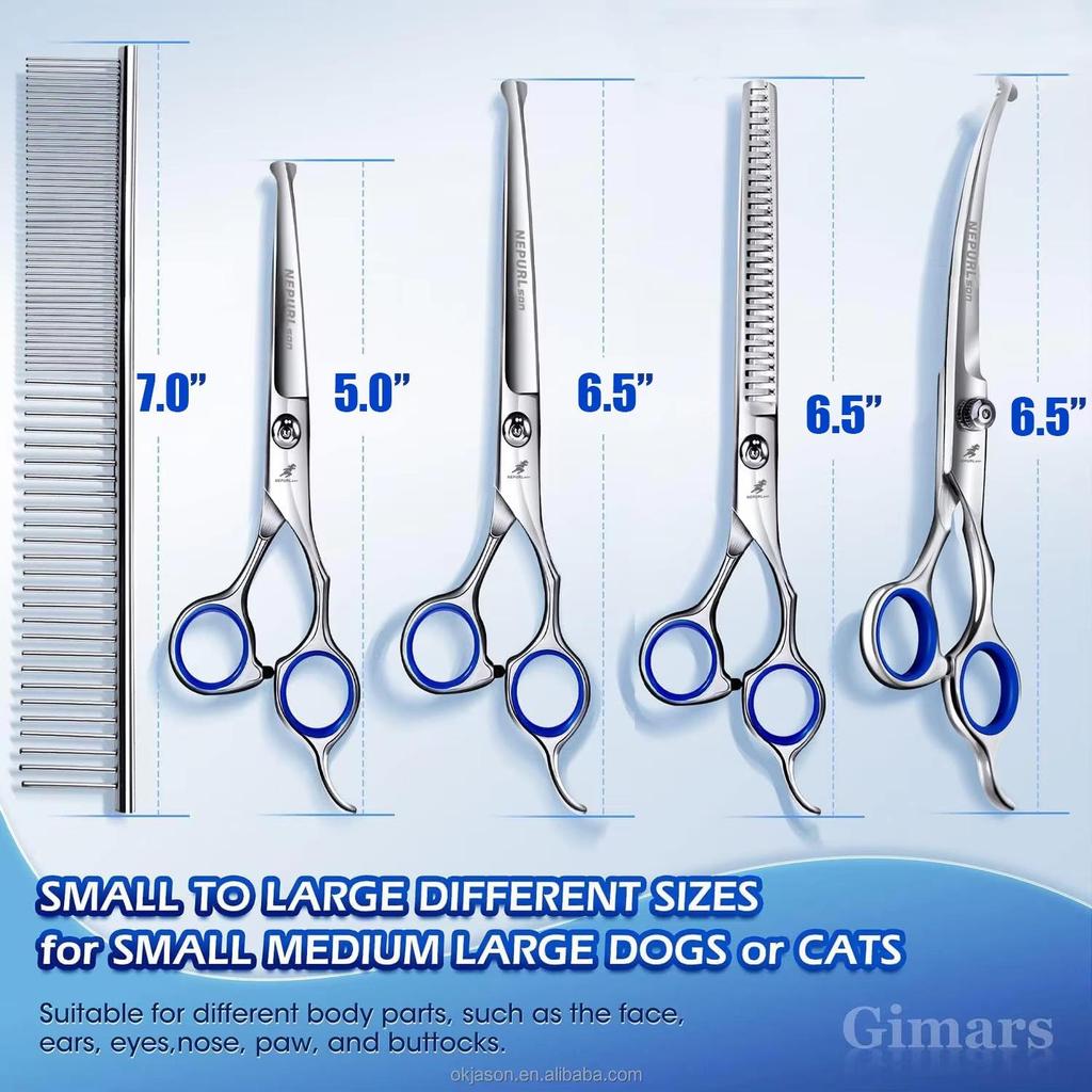6.5-inch Pet Grooming Set: 4-Piece Baby Head Scissors & Fine-Tooth Comb