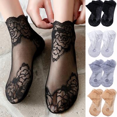 Elastic Lace Mesh Ankle Socks Low Cut Liner Women Soft Breathable Sock