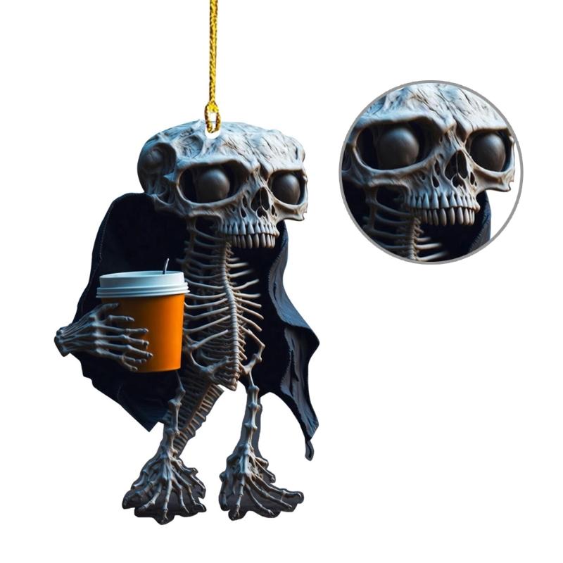 Cartoon Skull Car Pendant Eye Catching Car Interior Hangings Holiday Accessory Dropshipping