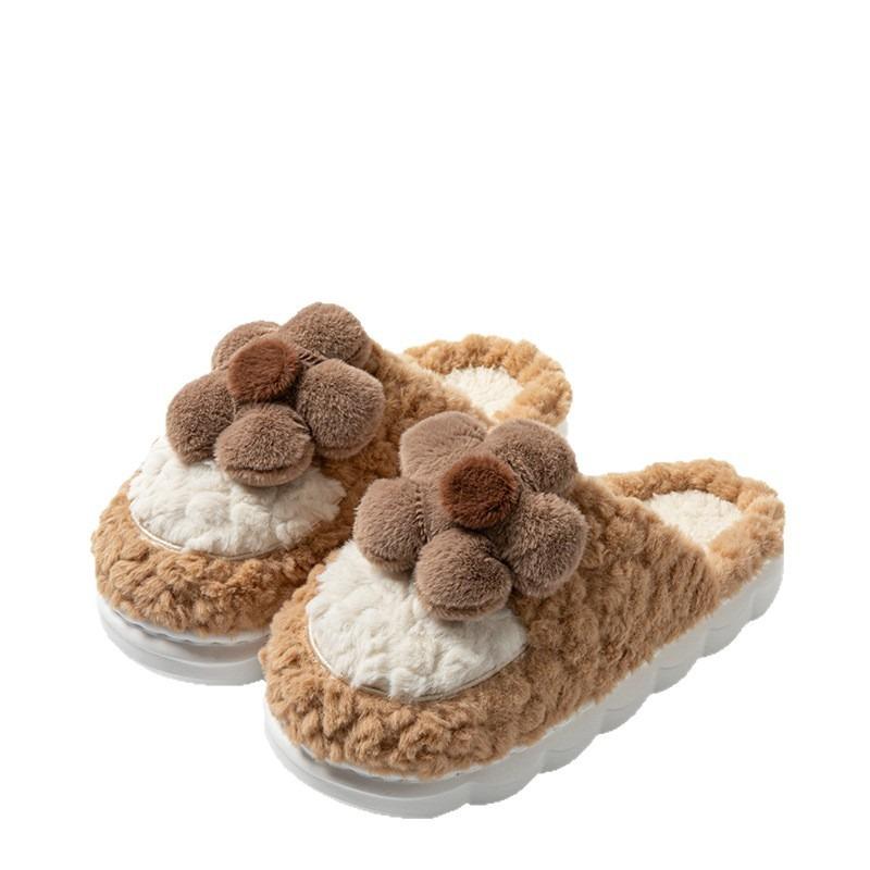 Cotton slippers women's winter new thick-bottomed indoor home plush warm bag head half slippers men
