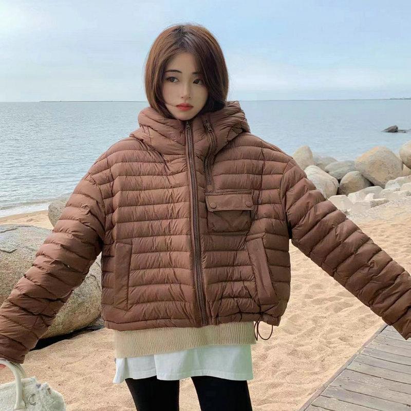 Lightweight Hooded Short Down Jacket 2025 Women'S New Winter Loose Large Size White Duck Down
