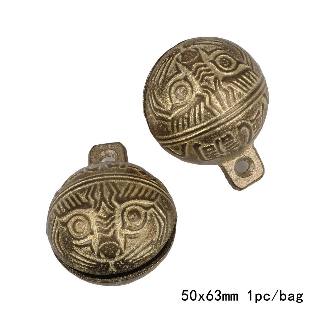 1-15pcs Vintage Tiger Head Brass Bells 13 Sizes Ethnic Copper Small Bell For Key Chain Pet Collar Crafts DIY Supplies Home Decor