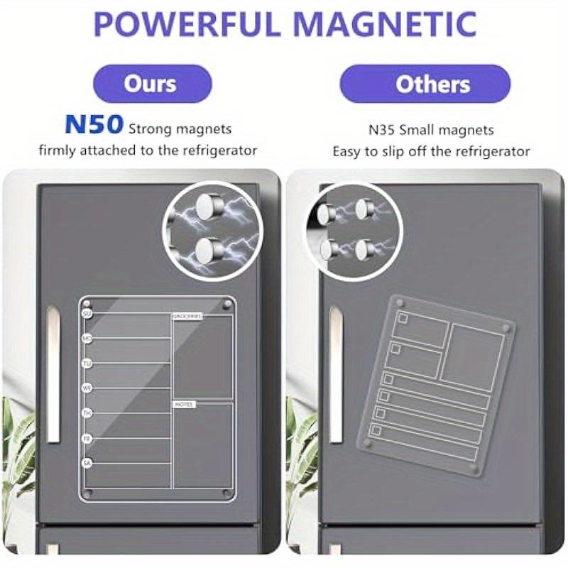 Magnetic Clear Acrylic Menu & Memo Board for Fridge - Weekly Planner