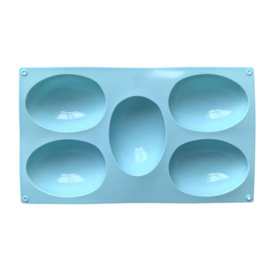 Easter Egg Silicone Mold 5 Cavity Egg Shape Easter Baking Mold Non-Stick Chocolate Mold Freezer Safe Mold for Jelly Ice Cream Candy Dessert