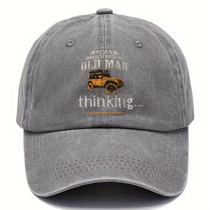 Washed baseball cap printed retro old cap European and American dad hat men's baseball cap