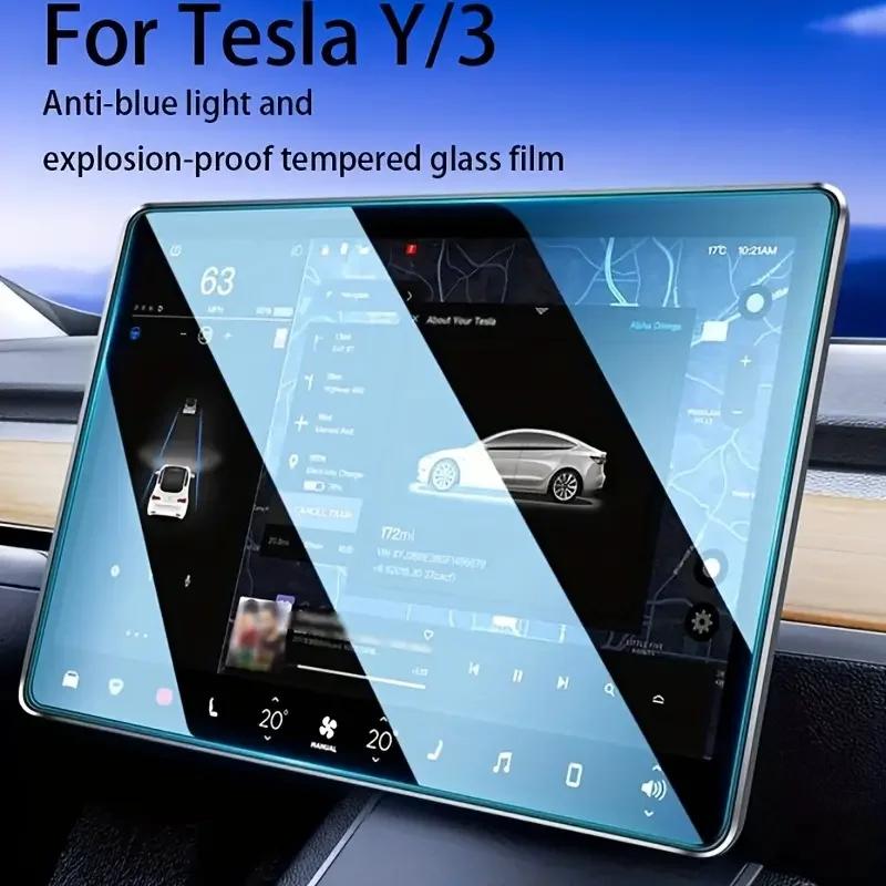 Tempered Glass Screen Protector for Tesla Model 3/Y – 15-Inch Central Touch Screen, 9H Hardness, Anti-Glare