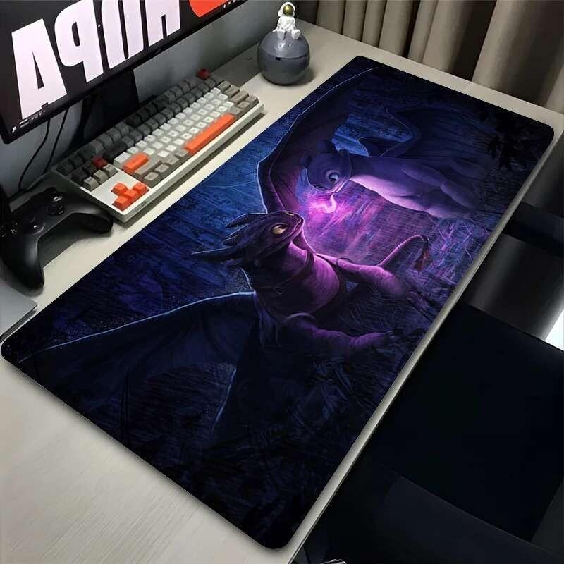 Mouse Pad Laptop Gaming Accessories Keyboard Rug XXL Anime Ttoothless Fury Dragon Desk Mat PC Kawaii Black Mousepad Soft Carpet