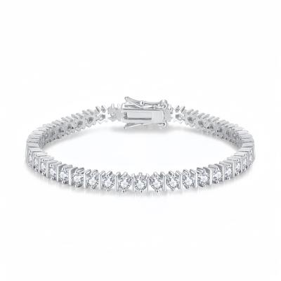 5mm Wide 17cm White Round Zirconia Tennis Bracelet Classic Dazzling Jewelry