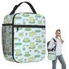 Cartoon Niedliches Froschmuster auf Lotusblättern Isolierte Lunchtasche für Damen Kinder Tragbare Lebensmittelboxen Thermische Lunchbox Tragetasche