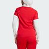 Adidas Originals Striped Letter Print Slim Fit Round Neck Short Sleeve T-Shirt Women Tops Crimson IR9786