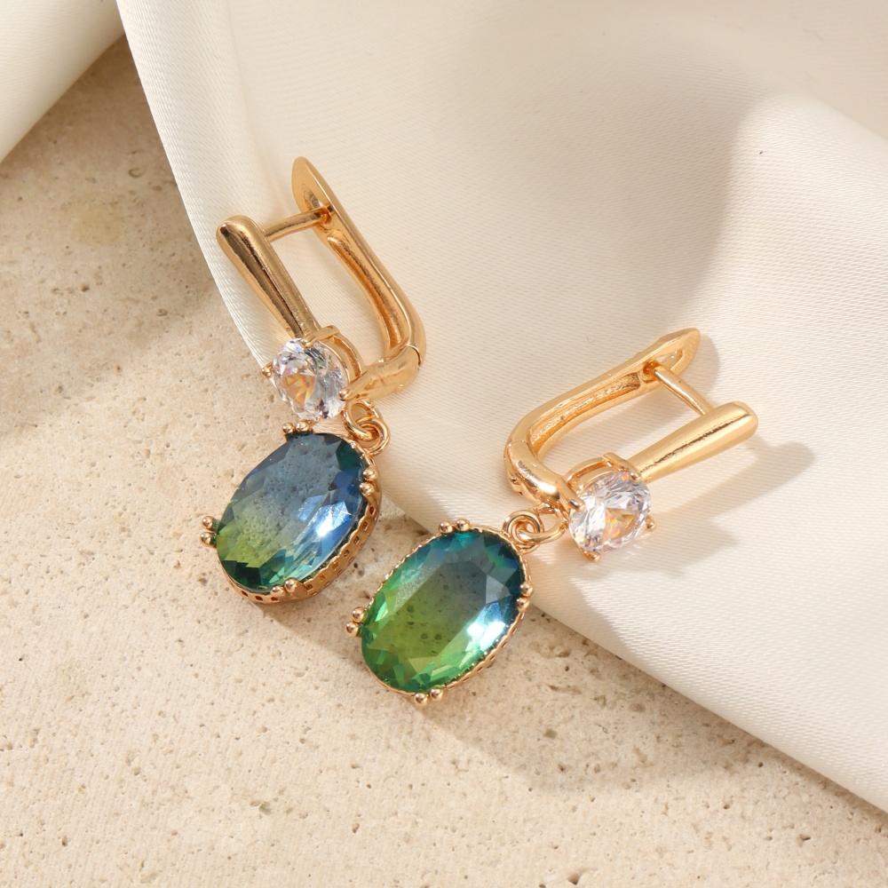 

1 пара модных цветных овальных искусственных кристаллов висячие серьги для женщин кубический цирконий серьги ювелирные изделия свадебные аксессуары для вечеринки синий