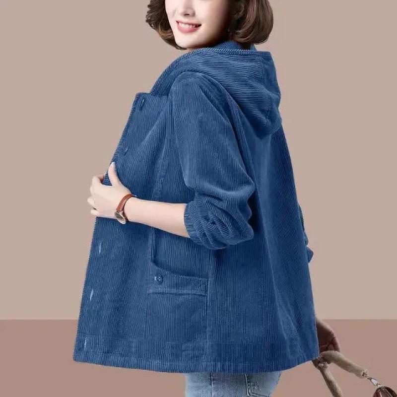 Spring Autumn Women's Corduroy Jacket Loose Slimming Thin Mom Casual Outerwear Midd