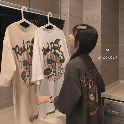 2023 Korean Loose Fit Women's Printed Short-Sleeve T-Shirt for Summer 
