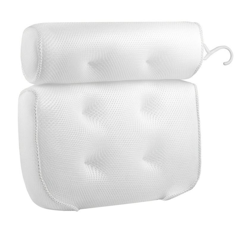 

1/2pcs 4D Mesh Bath Pillow Neck Back Support Bathtub Mat with 6 Suction Cups and Hook Quick-dry Machine-washable Relax Accessory