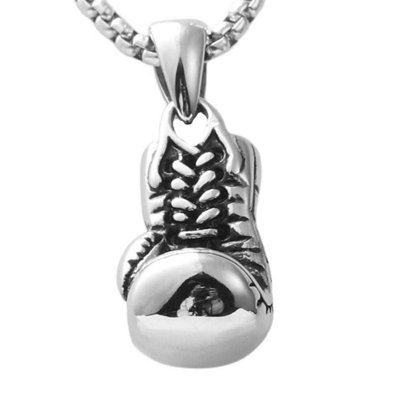 Men s Fitness Necklace Stylish Titanium Steel Boxing Glove Pendant