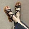 Flat Sandals Women's Elastic Strap Sleeve Cross Soft Bottom Student Casual Sandals