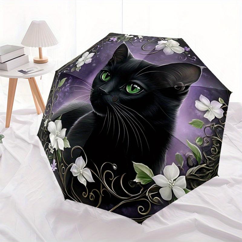 1pc Black Cat Automatic Open/Close Umbrella, Ideal Fan Gift for Birthday, Christmas, Outdoor Essentials, Trendy Fashion Yy250828011