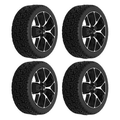 4Pcs Rubber Tires Aluminum Alloy Exquisite Simple Installation Tyres for 1 10 Flat Sports CarsBlack
